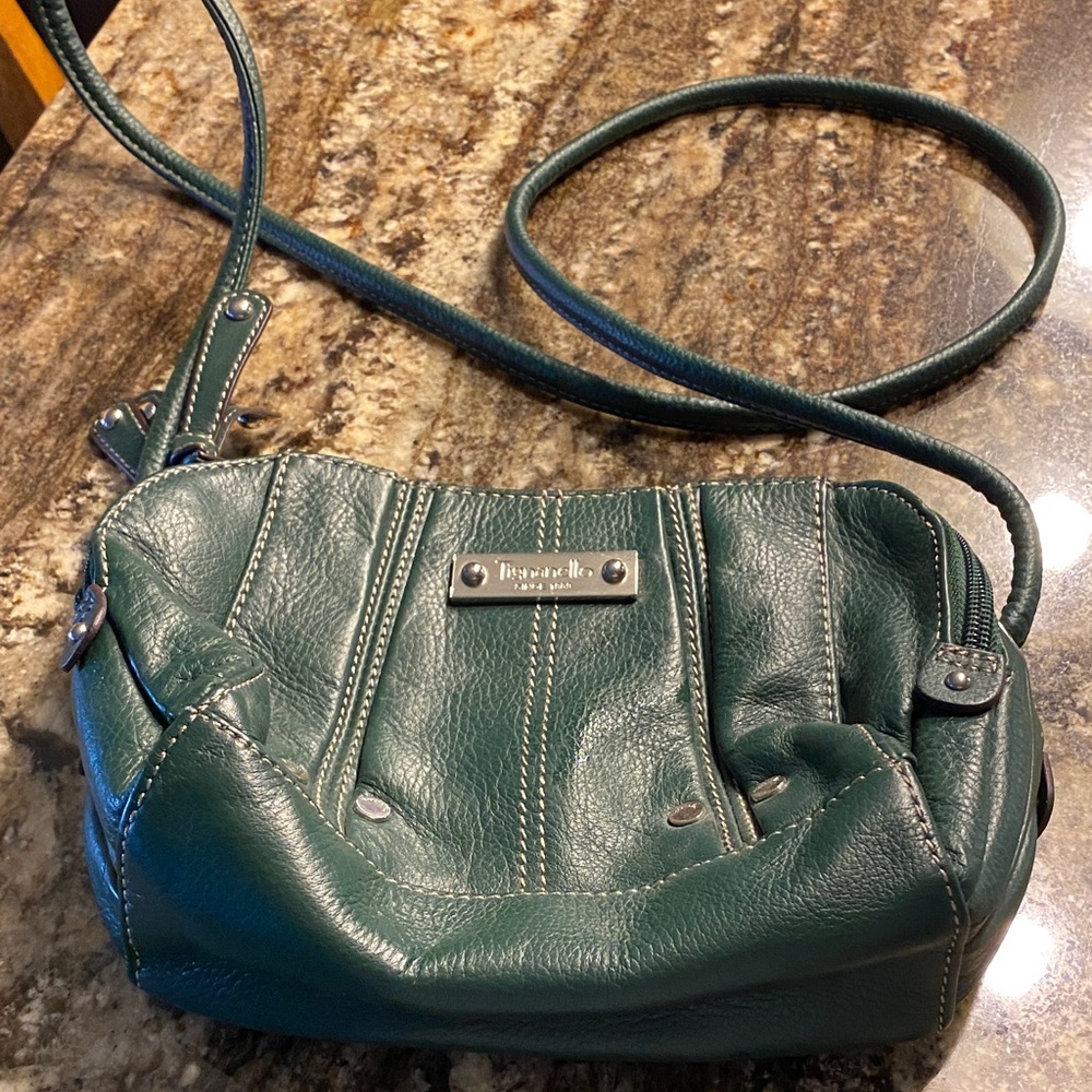 Tignanello Green Leather Crossbody Bag